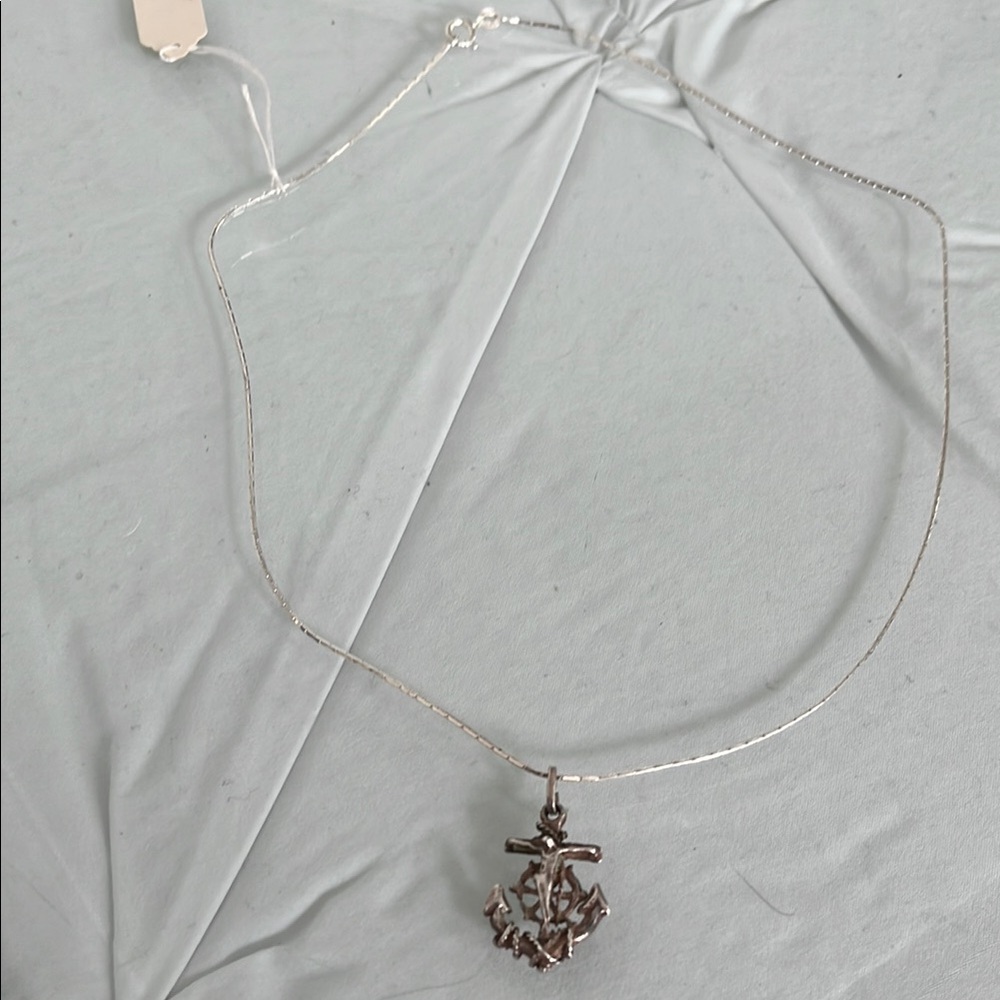 Silver Anchor Pendant Necklace